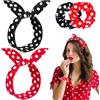 Kiiwah Set Cerchietti e Fascia Capelli Donna Vintage a Pois e Scrunchies per Capelli Elastico in Seta, Fascia Capelli di Regolabile e Elastici per Capelli a Pois per Donne Ragazze, Rosso + Nero