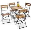 Relaxdays Set 4 Sedie Pieghevoli da Giardino, in Metallo e Legno Naturale, Senza Braccioli, HxLxP 84x42x44 cm, Naturale