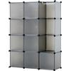 Baroni Home Armadio Componibile Salva Spazio, 12 Scomparti, Mobile Scomparti Impilabili, Organizzatori in Plastica per Camera da Letto, Cabina Armadio, Ingresso, Grigio Opaco, 111x37x147 cm
