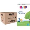 HiPP - Latte 3 Crescita, Latte in Polvere, Indicato per Bambini Dopo il 1° Anno d'Età, 5 Confezioni da 500 gr