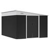 Outsunny Casetta da Giardino con Porta Scorrevole, in Acciaio, 345x280.5x169-201 cm, Nero | Aosom Italy