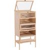 PawHut Gabbia per Criceti Roditori Porcellini d'India in Legno Massello Tetto Apribile 4 Ripiani Collegati con Rampe 60x40x120cm|Aosom