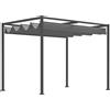 Outsunny Gazebo Pergola con Telo Scorrevole in Metallo e Poliestere, Filtra Raggi UV, per Esterni, 298 x 213 x 221 cm|Aosom