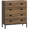 HOMCOM Settimino 4 Cassetti con Gambe in Metallo per Soggiorno e Camera da Letto, Cassettiera in Legno, Credenza con Cassetti, Marrone | Aosom Italy