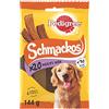 PEDIGREE SCHMACKOS - Dolcetti per cani, 180 lamelle (set di 9 bustine da 144 g) - Deliziose e tenere, senza aromi artificiali, premio ideale per educare o fare piacere al suo cane