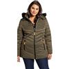 Ulla Popken Steppjacke mit Abnehmbarer Kapuze und Webpelz Giacca Trapuntata con Cappuccio Rimovibile e Pelliccia Ecologica, Grün (Olivgrau 75052449), 64-66 Donna