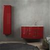 Baden Haus Mobile bagno sospeso rosso lucido 105 cm con colonna da 140 cm e lavabo a destra