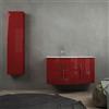 Baden Haus Mobile bagno sospeso rosso lucido 105 cm con colonna da 140 cm e lavabo a sinistra