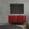 Baden Haus Mobile bagno rosso lucido doppio lavabo 140 cm sospeso con specchio filo lucido