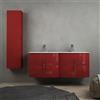 Baden Haus Mobile bagno rosso lucido doppio lavabo 140 cm sospeso con colonna da 140 cm