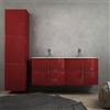 Baden Haus Mobile bagno rosso lucido doppio lavabo 140 cm sospeso con colonna da 170 cm