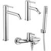 Jacuzzi Set miscelatori lavabo alto + bidet + gruppo vasca Jacuzzi | rubinetteria Sunset ottone cromato per piletta click clack