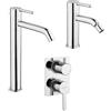 Jacuzzi Set miscelatori lavabo alto + bidet + incasso doccia con deviatore Jacuzzi | rubinetteria Sunset ottone cromato per piletta click clack