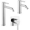 Jacuzzi Set miscelatori lavabo alto + bidet + incasso doccia Jacuzzi | rubinetteria Sunset ottone cromato per piletta click clack