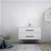 Baden Haus Mobile bagno bianco lucido 100 cm sospeso a due cassetti senza specchio e senza colonna