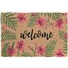 Relaxdays Zerbino in Cocco, Scritta Welcome, Tappeto 60 x 40 cm, Tappetino Impermeabile per Interni e Esterni, Colorato
