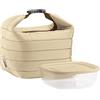 Guzzini Set Borsa Termica con Contenitore Salvafreschezza On The Go, Argilla, Borsa 22 x 18 x h22 cm, Contenitore 19.6 x 19.6 x h7 cm, 1400 cc