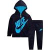 NIKE Children's Apparel Hoodie And Joggers 2-Piece Set Tuta da Allenamento, Ossidiana/Blu università, 18 Mesi Bimbo