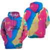 EUDOLAH Uomini Tie-Dye I am Kenough Hoodie con Tasca Trendy Letter Stampa Grafica Colorata Manica Lunga Felpa 1 Nero,XS