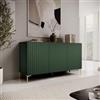 DEGHI Madia 150x81h cm top effetto rovere e verde cannettato ad onda e con 2 cassetti interni e piedi oro - Isolde