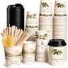 Easy Drinkz hot cold fresh and tasty Bicchieri caffè usa e getta in cartone con coperchi e pallet da portare con messaggio motivazionale Bicchieri usa e getta caffè 200 ml (100 bicchieri coperchio e palettine)