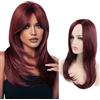 Creuost Parrucca Capelli umani delle donne Capelli lisci 4x1 Lace Front Human Hair Wigs #33 Brown Colored Glueless Brazilian Virgin Hair Straight Human Hair 12 Pollice