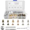 CiShow 120 bottoni a testa tonda da 4 mm/6 mm, con doppia borchia, viti Chicago, testa tonda in ottone, per fai da te, artigianato, pelle, riparazioni, portafogli (oro, argento, bronzo)