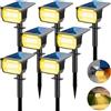 LOTMOS 7Pcs Faretti Solari da Esterno, 72 LED Lampade da Giardino 3 Modalità IP67 Impermeabile Luce per Cortile, Patio, Vialetto, Alberi