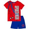 Marvel Spiderman Set Pigiama per Ragazzi Blu e Rosso | T-Shirt e Pantaloncini Pigiama per Bambini | Design con Imbracatura Web | Merce Ufficiale Regalo Perfetto per Piccoli Supereroi