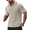 EDITCOZY Polo da uomo a maniche corte da golf, da spiaggia, casual, a maniche corte, leggera, in rete waffler, Grigio, M