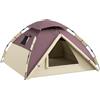 Outsunny Tenda da Campeggio per 2 Posti con 2 Finestre e Gancio Interno, Tenda per Campeggiare in Poliestere e Fibra di Vetro, 225x190x130 cm, color Cachi