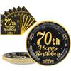 AHPYEUHK 70 Anni Compleanno Piatti Carta 25 PCS & Tovaglioli 25 PCS Oro Nero 9 Pollice Stoviglie Festa Piatti di Carta Compleanno Decorazione Regalo di Festa per Uomo Donna