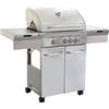 VivaGarden Barbecue a Gas 3 Fuochi + 1 in Acciaio cm 133,5x52x114,5 h Grigio