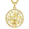 INFUSEU Collana Tetragrammaton Pentagramma, Argento 925 Simbolo Mistico Dorato Gioielli Amuleto Scudo Strega Spirituale Cinque Elementi Ciondolo Protezione Magica Regalo per Donne Uomini