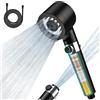 MEKO Soffione Doccia con Filtro a 15 Fasi, Soffione Anticalcare con Tubo da 1,5M, 3 + 1 Tipi di Getti per Soffione Doccia ad Alta Pressione e Risparmio Idrico - Nero