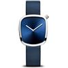 BERING 18034-307 Orologio da donna al quarzo, orologio da polso con cassa in acciaio inossidabile color argento da 34 mm e quadrante blu, cinturino in maglia milanese, vetro zaffiro, 3 ATM