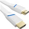 KabelDirekt Cavo HDMI piatto - 1m - 4K@60Hz, cavo piatto da posare - rame extra per fino a 18 Gbit/s secondo gli standard HDMI 2.0, High Speed con Ethernet, Blu-ray/PS5/Xbox/Switch, bianco