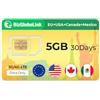 EIOTCLUB Carta SIM Prepagata per Viaggi, Carta SIM Internazionale Supporta l'uso in Stati Uniti, Canada e Messico, Solo Dati, Velocità 5G, Ricaricabile, Perfetto per Telefoni, Router e Tablet