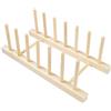 Rundago Supporto per Piatti Legno Portapiatti Scolapiatti in Legno Scolapiatti in Bambù Conservazione Scolapiatti Verticale per Piatti, Ciotole, Tazze, Taglieri-6 Slot
