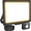 RIGIDON 50W Faretto LED con Sensore di Movimento, 5000 LM Proiettore Faro Led Esterno 3000K Bianco Caldo Luci di Sicurezza, IP66 Impermeabile Faretti LED per Giardino Garage Patio Terrazza Cortile