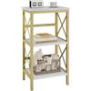 YMYNY Libreria, Scaffale a 3 Ripiani, Scaffale per piante, Scaffale per Microonde, per Bagno, Cucina, Ufficio, Studio, Camera da Letto 40×29×75CM, Modello di marmo bianco e oro HST008W