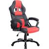 CLP Poltrona Gaming Ufficio Pedro XL I Sedia Racing Imbottita In Similpelle I Poltrona Sport Reclinabile, Colore:nero/rosso