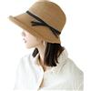 DRIONO Cappello di paglia - Cappello da donna alla moda estivo cloche spiaggia Fedora Trilby Cappello Panama Sun, Beige