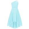 Freebily Vestito Bambina Damigella d'Onore Sposa Nozze in Chiffon Abito da Cerimonia Festa di Compleanno Elegante Abiti da Matrimonio Partito Laurea Orlo Irregolare Menta Verde 5-6 Anni