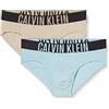 Calvin Klein Jeans Calvin Klein Hip Brief 2Pk 000NB2601A Slip a Vita Bassa, Multicolore (Winter Linen/Tourmaline), S Uomo