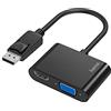 Hama Adattatore DisplayPort a VGA e HDMI, 4K Ultra HD, Full HD (adattatore 2 in 1 con connettore per display, presa HDMI e presa VGA per il collegamento di PC, laptop a schermo, TV, proiettore)