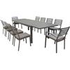 MIlani Home DEXTER - set tavolo in alluminio cm 200/300 x 100 x 74 h con 8 sedie e 2 poltrone Dexter