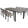 MIlani Home DEXTER - set tavolo in alluminio e teak cm 200/300 x 100 x 74 h con 8 poltrone Aulus