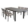 MIlani Home DEXTER - set tavolo in alluminio e teak cm 200/300 x 100 x 74 h con 6 poltrone Aulus