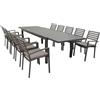 MIlani Home DEXTER - set tavolo in alluminio cm 200/300 x 100 x 74 h con 10 poltrone Dexter